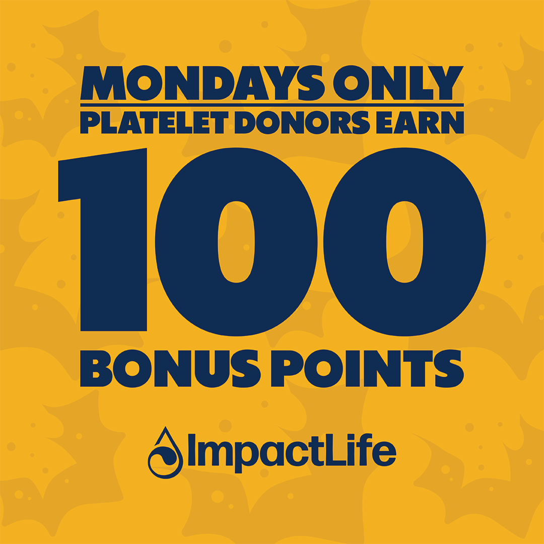 Platelet graphic promoting 100 bonus point Mondays