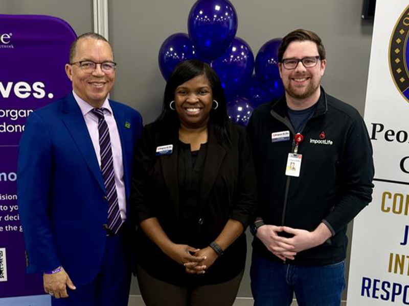 Dr. Harry Wilkens, CEO of Gift of Hope, Damarius Blanks, Donor Relations, and Chad Sabin, Community Development Advocate