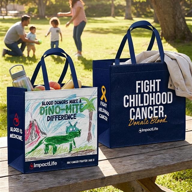 Tote bag featuring dinosaur artwork designed by Ian