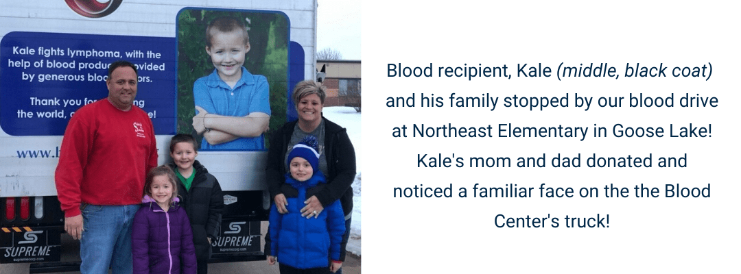 family standing in front of a box truck featuring one of their son